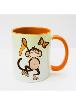 Tasse Affe Äffchen mit Fangnetz und Schmetterling cup monkey with fishing net and butterfly ts131b