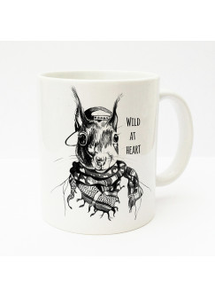 Tasse Eichhörnchen mit Mütze Halstuch Pullover und Spruch Wild at the heart ts146