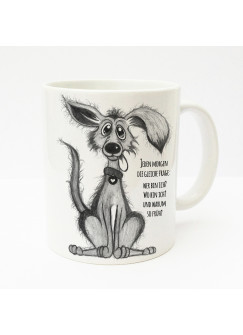 Tasse Becher Kaffeetasse Kaffeebecher Kindertasse Kinderbecher Tasse süßer Hund mit Spruch jeden Morgen die gleiche Frage cup mug kids cup kids mug coffee cup coffee mug cute dog with saying every morning the same question ts149