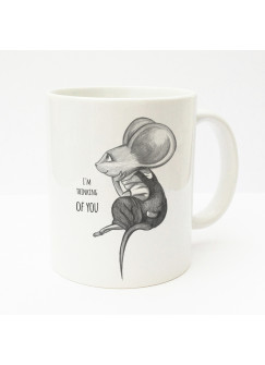 Tasse Becher Kaffeetasse Kaffeebecher Kindertasse Kinderbecher Tasse süße Maus Mäuschen mit Spruch ich denk an dich cup mug kids cup kids mug coffee cup coffee mug cute mouse with saying i am thinking of you ts152