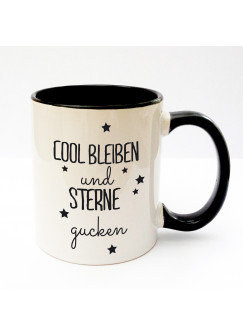 Tasse Becher Kaffeetasse Kaffeebecher Kindertasse Kinderbecher mit Spruch cool bleiben und Sterne gucken cup mug kids cup kids mug coffee cup coffee mug with saying stay cool and gaze stars ts169