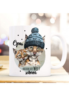 Tasse Becher mit Spruch Opas machen die Welt schöner & Luchs Kaffeebecher Geschenk Spruchbecher ts2046