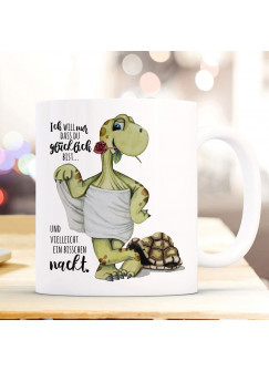 Tasse Becher Tasse Becher Schildkröte Kaffeepott Spruch will das du glücklich bist und nackt Kaffeebecher Kaffeetasse Geschenk Freund Freundin ts2058