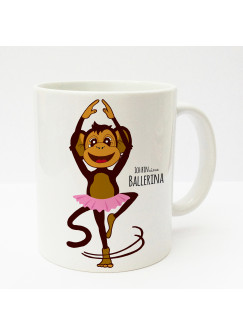 Tasse Becher Kaffeetasse Kaffeebecher Kindertasse Kinderbecher Tasse Tasse Affe Äffchen als Ballerina und Spruch Ich bin eine Ballerina cup mug kids cup kids mug coffee cup coffee mug ape monkey as ballerina and saying i am a ballerina ts212