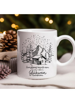 Campingbecher Edelstahl mit Karabiner Tasse Becher Glühweinbecher Glühweintasse Spruch über Glühwein nachdenken Geschenk Weihnachten Winter Bundle96 ts2141 cb024