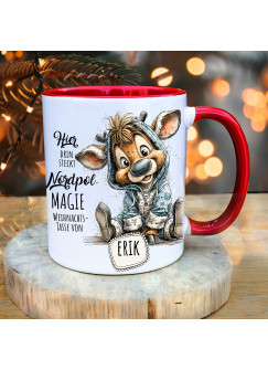 Tasse Becher Keramiktasse mit Rentier süß Weihnachten mit Wunschname personalisierbar Weihnachtstasse Kaffeepott Kaffeebecher Kaffeetasse Geschenk ts2161