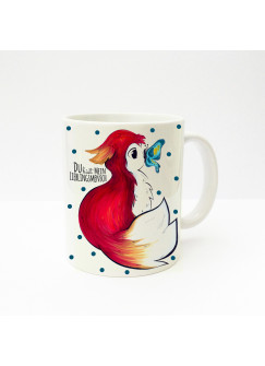 Tasse Fuchs mit Schmetterling Punkten und Spruch "Du bist mein Lieblingsmensch" Cup fox with butterfly dots and saying "you are my favourite person" ts221