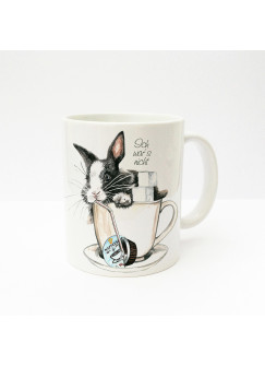 Hauptbild Tasse Häschen Kaninchen im Kaffeebecher mit Zucker Sahne und Spruch "Ich war's nicht" Cup rabbit bunny in coffee cup with sugar coffee cream and saying "it wasn't me" ts232