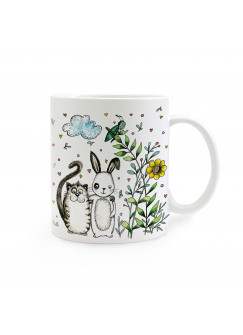 Tasse beste Freunde Katze und Hase cup best friends cat and bunny ts250