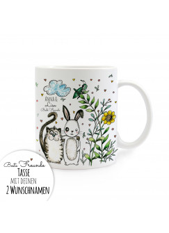 Tasse Beste Freunde Katze und Hase mit Wunschnamen ts251