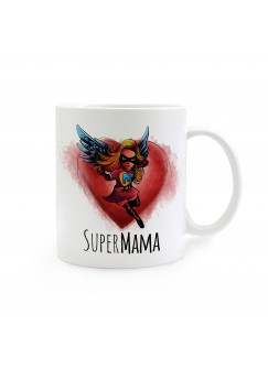 Tasse Muttertag mit Superheldin und Spruch Super Mama cup mother's day with superhero and saying super mom ts268