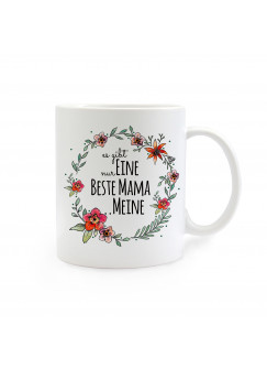 Tasse Muttertag mit Blumen und Spruch Es gibt nur eine beste Mama...meine cup mother's day with flowers and saying there is only one best mom ... mine ts270