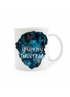 Tasse mit Universum Sternen Planeten und Spruch you're my universe cup with outer space stars planets and saying you're my universe ts288