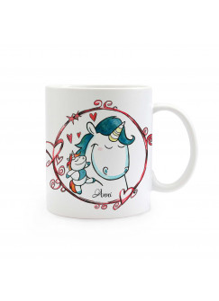 Tasse Becher Kaffeetasse Kaffeebecher Kindertasse Kinderbecher Einhorntasse Einhörner mit Herzen und Wunschnamen cup mug children cup children mug coffee cup coffee mug unicorn cup unicorns with hearts with desired name ts301