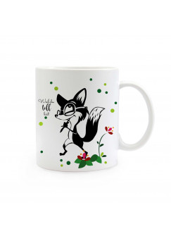 Tasse Fuchs mit Blumen Punkte und Spruch weil du toll bist ts313