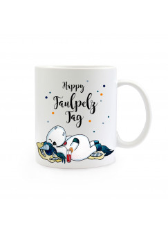 Tasse Becher Einhorn Junge mit Spruch Happy Faulpelz Tag ts356