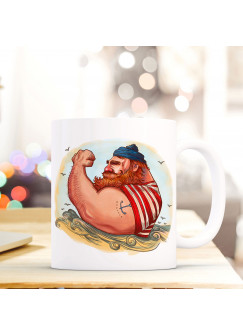 Tasse Becher Kaffeetasse Kaffeebecher Maritim mit Kapitän Seemann und Anker Tattoo Cup mug coffee cup coffee mug maritime with seaman and anchor tattoo ts441_H.jpg