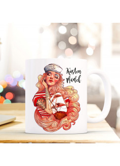 Tasse Becher Kaffeetasse Kaffeebecher Maritim mit Seemannsbraut Segelschiff und Spruch Küstenmädel Cup mug coffee cup coffee mug maritime with seaman's bride sailing ship and quote saying coastal girl ts444_H.jpg