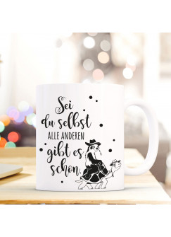 Tasse mit Spruch Becher Kaffeetasse Kaffeebecher Faultier und Schildkröte mit Spruch Sei du selbst... ts468