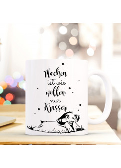 Tasse mit Spruch Becher Kaffeetasse Kaffeebecher Faultier mit Punkten & Spruch Machen ist wie wollen... ts474