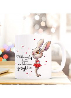 Tasse mit Spruch Becher Kaffeetasse Kaffeebecher Bunny Hase mit Punkten & Spruch ...du machst das toll ts475