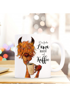 Tasse Becher Lama mit Spruch das frühe Lama braucht viel Kaffee ts493