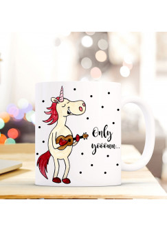 Tasse Becher Einhorn mit Punkte & Spruch Kaffeetasse Kaffeebecher only you... ts506