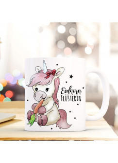 Tasse Becher süßes Einhorn Kaffeetasse Kaffeebecher mit Sterne & Spruch Einhorn Flüsterin ts508