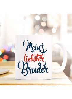 Tasse Becher mit Spruch Mein liebster Bruder Geschenk Kaffeebecher mit Motto Zitat Danke... ts549