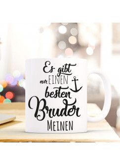 Tasse Becher mit Spruch ...bester Bruder" Geschenk Kaffeebecher Spruchtasse mit Motto Zitat in schwarz ts557b"