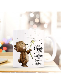 Tasse Becher Bär & Pusteblume Geschenk Kaffeebecher mit Spruch Motto Zitat Wenn Oma... ts568