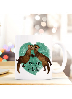 Tasse Becher Otter verliebt mit Spruch Motto "you are my otter half" Zitat Geschenk Kaffeebecher ts577