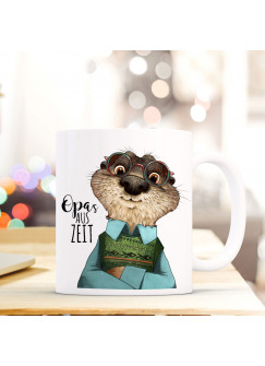 Tasse Becher Otter & Spruch Opa's Auszeit" Zitat Geschenk Kaffeebecher ts581"