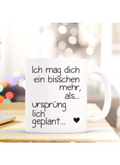 Tasse Becher mit Spruch Zitat Ich mag dich... & Herz Geschenk Kaffeebecher ts590