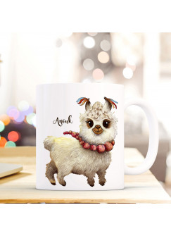 Tasse Becher mit Lama Baby & Wunschname Kaffeebecher Alpaka Name Geschenk Namenstasse ts611