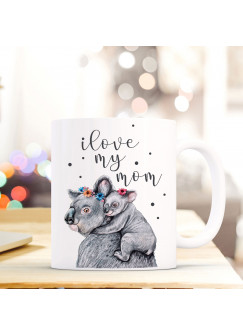 Tasse Becher Muttertag mit Koalas & Spruch Kaffeebecher Geschenk Motto Spruchbecher i love my mom ts637