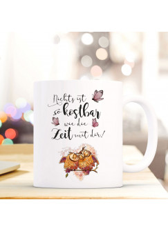 Tasse Muttertag Becher Kaffeetasse Kaffeebecher mit Eulen Eulchen und Spruch ...Zeit mit dir ts632