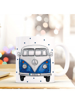 Tasse Becher Kaffeetasse Kaffeebecher Surfbus mit Name Wunschname und Spruch ts669