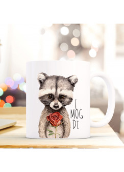 Tasse Becher Kaffeebecher mit Waschbär & Spruch I mog di Kaffeebecher Geschenk ts671