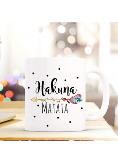 Tasse Becher Kaffeebecher mit Spruch & Punkte Hakuna Matata Kaffeebecher Geschenk ts673