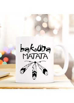 Tasse Becher Kaffeebecher mit Federn & Spruch Hakuna Matata Kaffeebecher Geschenk ts676