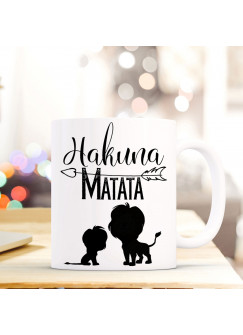 Maritime Tasse Becher Kaffeebecher mit Löwen & Spruch Hakuna Matata Kaffeebecher Geschenk ts677