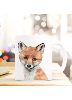 Tasse Becher mit Fuchs Geschenk mit Tiermotiv Kaffeetasse Fuchstasse Kaffeebecher ts741