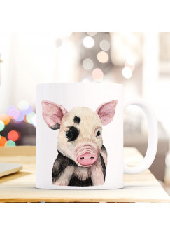 Tasse Becher mit Schweinchen Schwein Geschenk mit Tiermotiv Kaffeetasse Schweinchentasse Kaffeebecher ts751