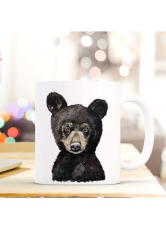 Tasse Becher mit Bärchen Braunbär Geschenk mit Tiermotiv Bären Junges Kaffeetasse Bärchentasse Kaffeebecher ts752