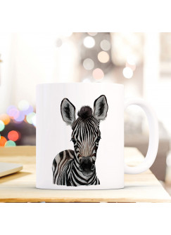 Tasse Becher mit Zebra Fohlen Geschenk mit Tiermotiv Kaffeetasse Zebratasse Kaffeebecher ts757