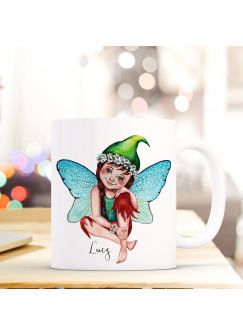 Tasse Becher mit Fee Elfe Geschenk mit Feenmotiv Kaffeetasse Elfentasse mit Namen Wunschnamen Kaffeebecher ts796