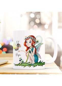 Tasse Becher mit Fee Elfe & Glühwürmchen Geschenk mit Feenmotiv Kaffeetasse Elfentasse mit Namen Wunschnamen Kaffeebecher ts798