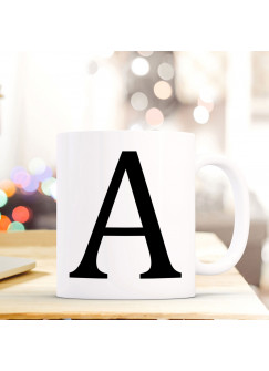 Tasse Becher mit Buchstabe A Geschenk mit Buchstabenmotiv Kaffeetasse Buchstabentasse mit großem A Kaffeebecher ts800