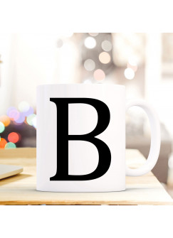 Tasse Becher mit Buchstabe B Geschenk mit Buchstabenmotiv Kaffeetasse Buchstabentasse mit großem B Kaffeebecher ts801